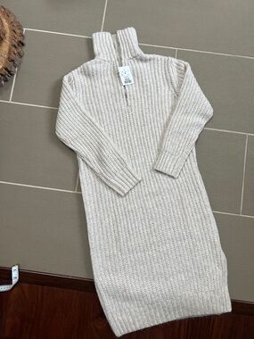 Oatmeal Ribbed Half-Zip Sweater